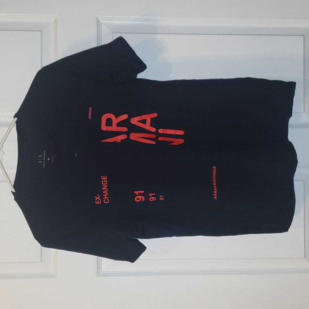 Armani Exchange Men's Logo Graphic Black T-Shirt-Size Medium